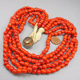 Vintage glass beads necklace ethnic red