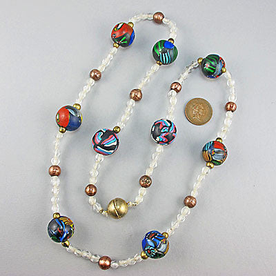 Vintage glass beads necklace millefiori mix