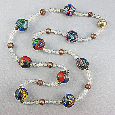 Vintage glass beads necklace millefiori mix