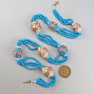 Vintage glass beads necklace and lampwork beads