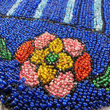 Antique beaded bag dark blue beads