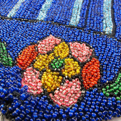 Antique beaded bag dark blue beads