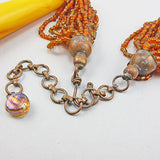 vintage beads necklace faux amber beads