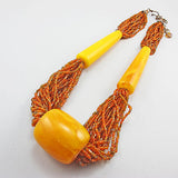 vintage beads necklace faux amber beads