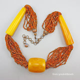 vintage beads necklace faux amber beads