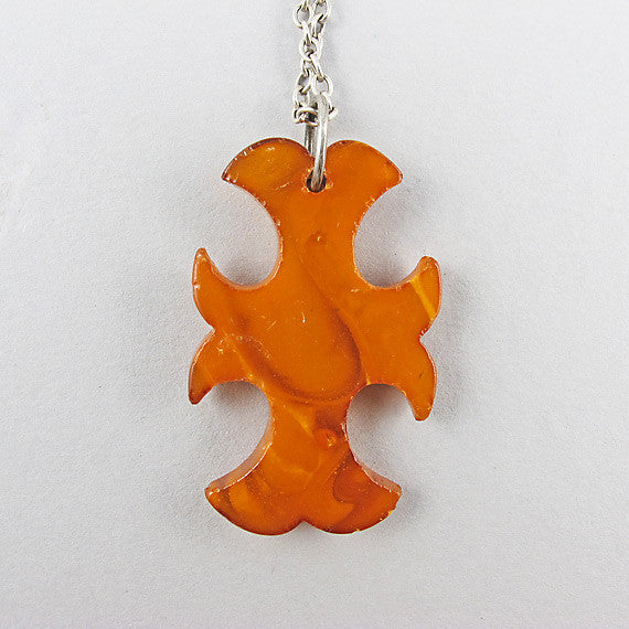 Vintage amber pendant carved real amber jewelry