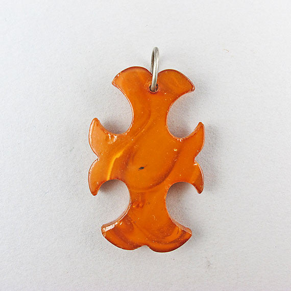 Vintage amber pendant carved real amber jewelry