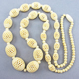 vintage beads necklace carved bone beads jewelry