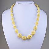 vintage beads necklace carved bone beads jewelry