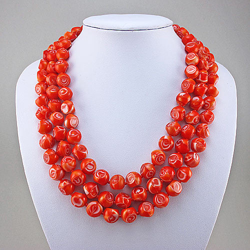 vintage beads necklace czech glass beads 3 strands