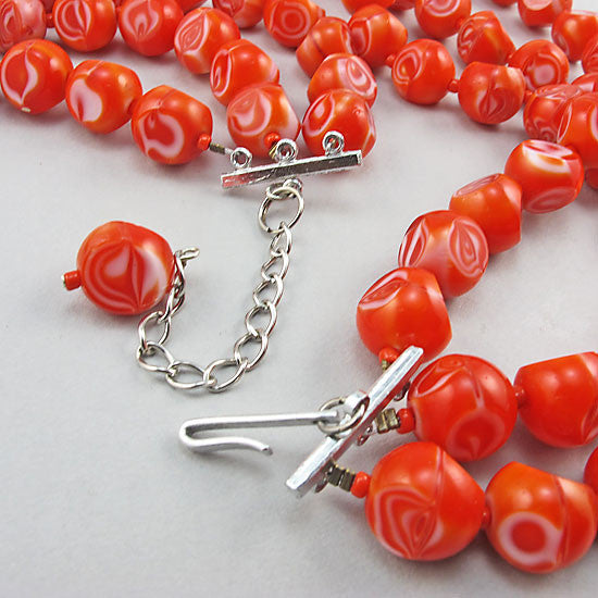 vintage beads necklace czech glass beads 3 strands