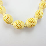 vintage beads necklace carved bone beads jewelry