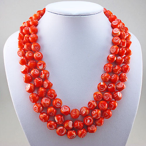 vintage beads necklace czech glass beads 3 strands