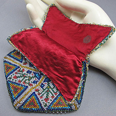 Vintage beaded purse blak bird design 