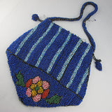 Antique beaded bag dark blue beads
