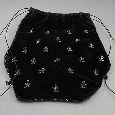 Antique beaded evening purse black cut steel 