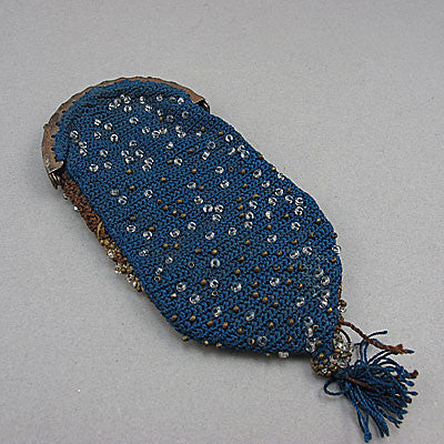 Old beaded purse micro glass and steel beads 