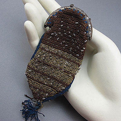 Old beaded purse micro glass and steel beads 
