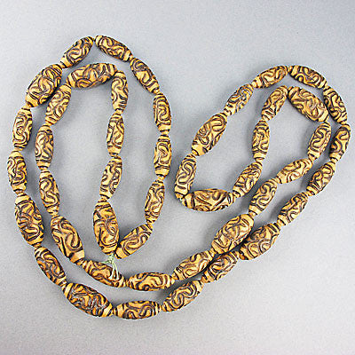 Vintage wood beads carved strand